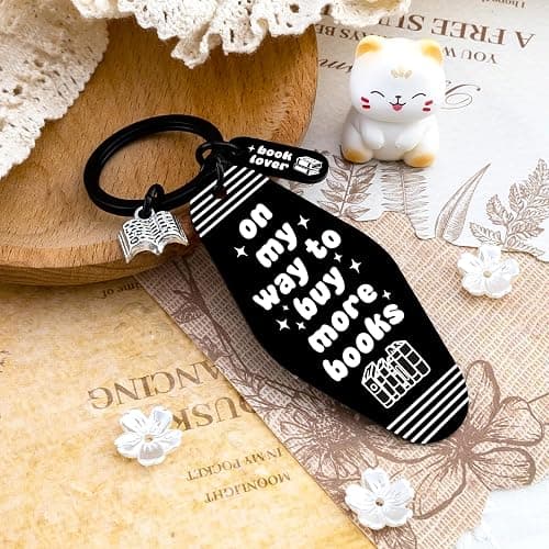 Bookish Gifts Motel Keychain Book Keychain Charms Bookish Merch Book Lover Gifts for Women Men On My Way To Buy More Books Motel Keychains School Librarian Appreciation Gifts thumbnail 5