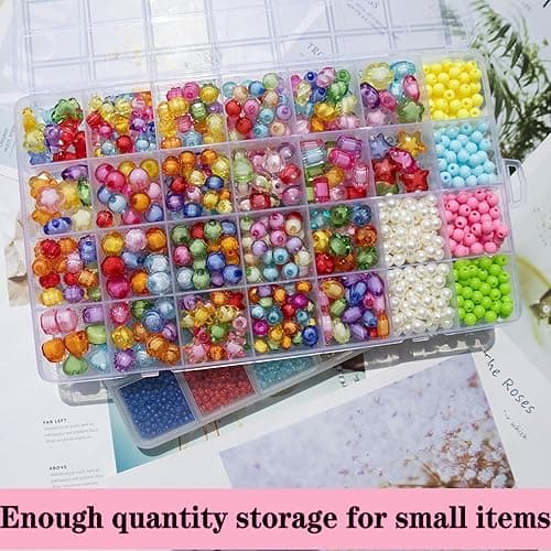 QYING 2Packs 28 Grids Plastic Organizer Box,Clear Beads Organizers Storage Box with Fixed Dividers,Acrylic Organizers Box for Jewelry,Beads,Earrings, Art DIY, Craft - WHITE TWO thumbnail 5