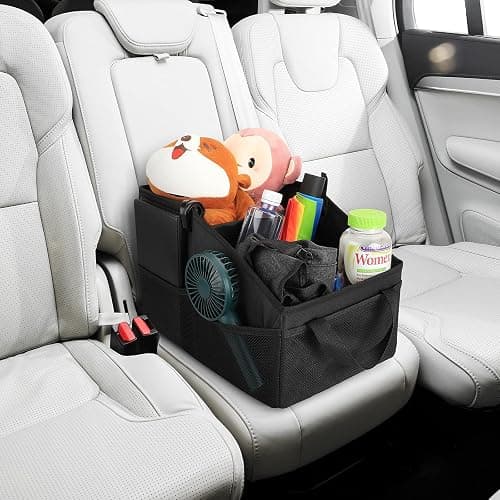 INFIVITA Car Organizer - Automotive Organizer for Front And Back Seat or Floor, Car Caddy Organizer with Divide, Handles and Multiple Mesh Pockets thumbnail 2