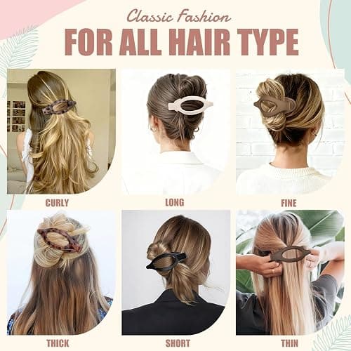 Flat Hair Clips for Women - 6 PCS French Flat Claw Clips Medium Hair Clips for Girls Large Hair Claw Clips for Thick or Thin Hair Strong Hold No Slip Hair Accessories for women (Transparent) thumbnail 4