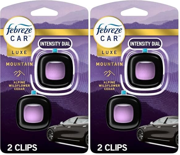 Febreze Car Mountain Scent Air Freshener Vent Clip,.07 oz,(Pack of 4) - Image 1