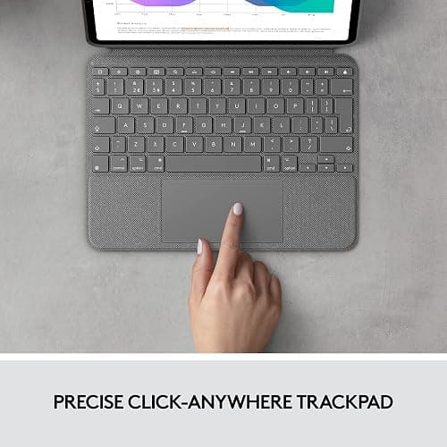 Logitech Combo Touch iPad Pro 11-inch (1st, 2nd, 3rd, 4th gen - 2018, 2020, 2021, 2022) Keyboard Case - Detachable Backlit Keyboard, Click-Anywhere Trackpad - Oxford Gray; USA Layout thumbnail 4