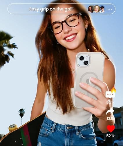 FNTCASE for iPhone 15 Case: for iPhone 14 Case & iPhone 13 Case [Compatible with Magsafe] Translucent Matte Cases with [Screen Protector] Military Grade Shockproof Protective Phone Cover - Off White thumbnail 7