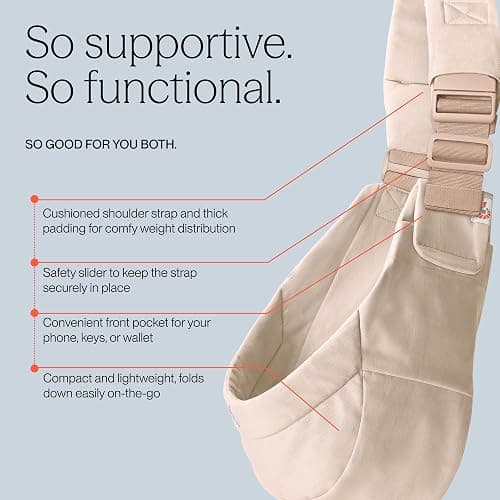 Ergobaby Upsie Sling Baby Carrier for Babies and Toddlers 6-48 Months (17-45 lbs) - 2-Position Ergonomic Baby Carrier with Front Storage Pocket, Hip-Healthy Positioning - Natural Beige thumbnail 4