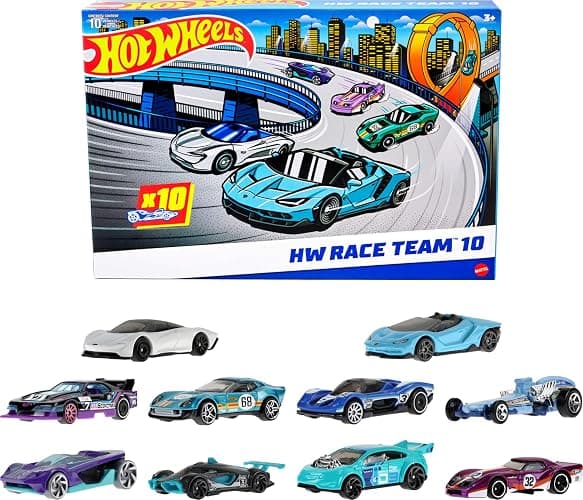 Hot Wheels 10-Pack of Toy Race Cars, Includes 1:64 Scale Corvette, Lamborghini, McLaren & Hot Wheels Originals (Amazon Exclusive) - Image 1