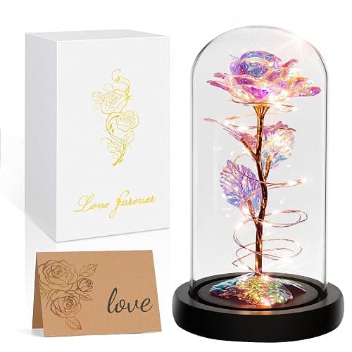 Childom Mothers Day Mom Gifts for Mom,Birthday Gifts for Women Moms Grandma,Flowers for Delivery Prime,Colorful Light Up Rose in A Glass Dome,Anniversary Valentines Roses Gift for Her Wife Daughter - Image 1
