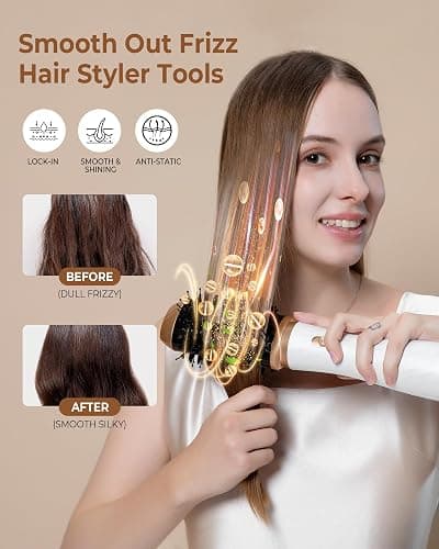 6 in 1 Blow Dryer Brush, Detachable Hair Dryer Brush Air Curler Air Styler Wrap, Curly Twist Hot Curling Iron, Blow Dryer Hot Styler Negative Ion, Travel Hair Styling Tool thumbnail 4