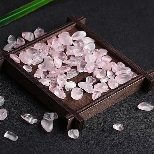 JOHOUSE Rose Quartz Crystals, 1lb Pink Crushed Rose Quartz Chips Bulk Tumbled Stones Irregular Shaped Succulent Pebbles Decorative Rocks for Aquarium Fish Tank Vase Filler DIY Crafts Indoor Plants thumbnail 6