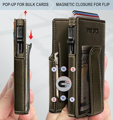 miyozi Men Wallet,with Money Clip Coins Pocket ID Window,Slim Front Pocket RFID Blocking Pop-up Card Holder 3.9"x 2.7", Gift Boxed thumbnail 3