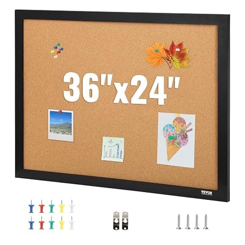 VEVOR Cork Board for Office, 36" x 24" Bulletin Board for Wall, Vision Board Push Pin Board with Framed for Office Home and School - Image 1