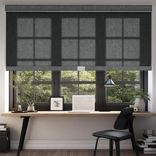 Boolegon Light Filtering Roller Shades for Windows,Cordless,Linen Fabric,Roller Blinds,Thermal Insulated Fabric UV Protection,for Home,Door,Bedroom,Office,Light Filtering-Grey,Custom Size - Image 1