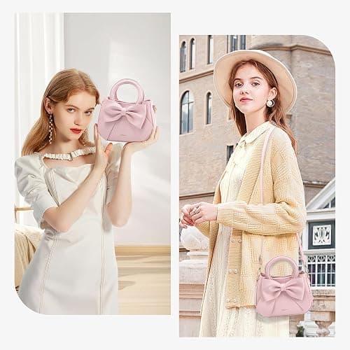 Small Purses for Women Crossbody Bag, Vegan Leather Crossbody Purses and Handbags with Top Carry Handle and Cute Bow Knot thumbnail 2