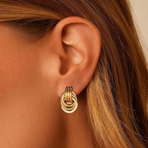 18K Gold Filled Knot Earrings for Women, Elegant Dangle Drop Earrings, Timeless Luxury Jewelry Gift for Her thumbnail 4