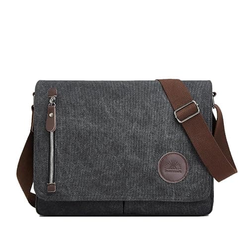 ZHIERNA Canvas Satchel Messenger Bag for Men Women, Vintage Shoulder Crossbody 13.3" Laptop Bag for Work Travel - Image 1