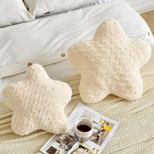 ZCNYCLAM Star Pillow, 14.9" Star Shaped Plush Pillow for Couch Bed Sofa, Cute Decorative Throw Pillows with Soft Faux Fur Room Decor for Bedroom Living Room (Beige) thumbnail 2