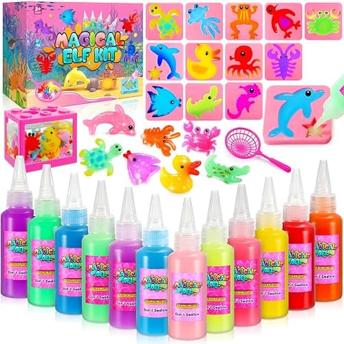 MDINGTD Magic Water Elf Toy Kit: DIY Squishy Toys Art Crafts Kits with 12 Gels and 12 Molds, Make Your Own Creative Toys Party Favors Christmas Birthday Gifts for Girls Ages 4-12 - Image 1