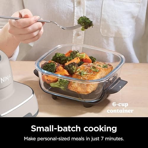 Ninja Crispi Air Fryer, Microwave, Freezer & Dishwasher Safe, Non Toxic Glass Portable Cooking System, 4 QT & 6 Cup Glass Containers with Storage Lids, Easy Meals, Air Fry, Bake, Stone, FN101ST thumbnail 7