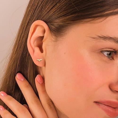 Plenky Flat Back Earrings - 14k Gold Plated Coconut Tree,Baseball Dinosaur,Dragon,Pterosaur,Cowboy Boot,Shark,Earrings for Women Gifts thumbnail 2