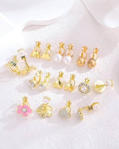 18 Pairs Clip on Earrings for Women Teens Girls Hypoallergenic Non Pierced Earrings Cute Clip on Earrings Set Faux Pearl Heart Flower Love Knot Clip on Stud Earrings Jewelry Gifts thumbnail 7