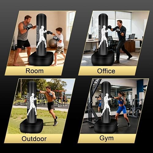 Vobab Punching Bag for Adults, 70" Boxing Bag with Stand, Freestanding Heavy Bag with Boxing Gloves, Reflex Ball Set, Kickboxing Bag Training Equipment for Muay Thai, MMA, Gym, Training, Fitness thumbnail 8