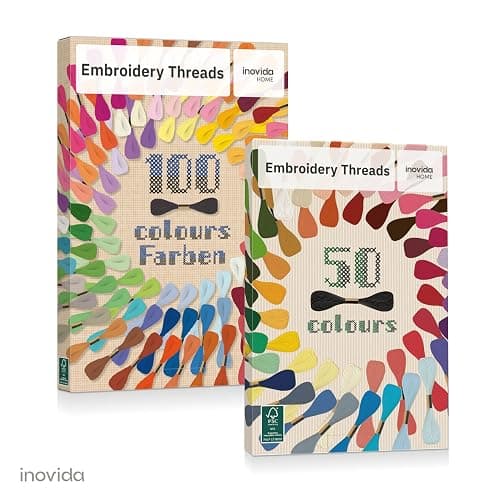 Embroidery Threads Set 50 Colours 5m Each : Sewing Thread Kit for Friendship Bracelet Making, Crafting, Weaving – Cross Stitch – Inovida thumbnail 6