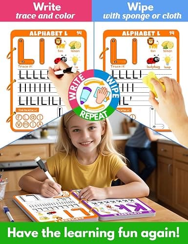 SOFIA-Preschool Learning Activities Educational Workbook, 62 Reusable Pages Pre Kindergarten Workbooks, Number Letter Tracing Books for Kids, Autism Learning Materials, ABC Busy Book for Kids Ages 3-7 thumbnail 3