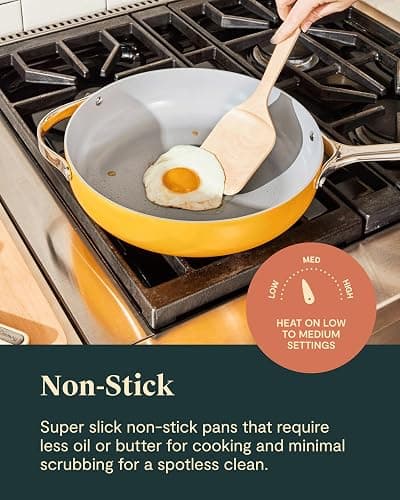 Caraway Non-stick Ceramic Cookware Set (12 Piece) Pots, Pans, Lids and Kitchen Storage - PFAS & PFOA Free - Oven Safe Pan Set & Compatible with All Stovetops - Cream thumbnail 6