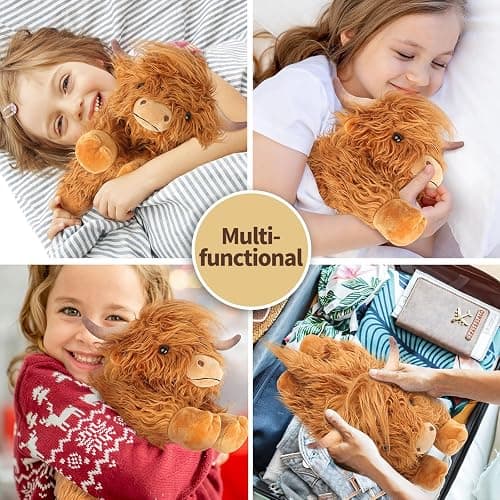 Highland Cow Stuffed Animals, Microwavable Stuffed Animals Heating Pad for Cramps, Pain Stress Relief, Heatable & Coolable Lavender Scented Cow Plush Toy for Anxiety, Women Kid Bedtime Highland Cattle - A-Highland Cow -1 thumbnail 8