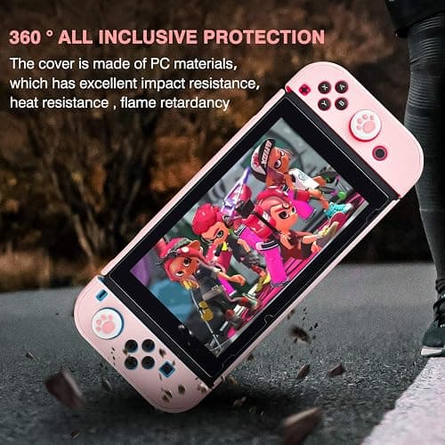 DLseego Switch Full Protective Case Cover Design for Nintendo Switch Joy-Con Controllers with Glass Screen Protector, Anti-Scratch [Baby Skin Touch] Grip Cover - Pink thumbnail 4