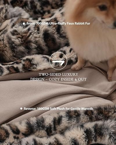 Faux Fur Throw Blanket, Leopard Print Bunny Blankets with Bubble Texture, Reversible Fluffy Blanket for Couch and Bed, Soft Cozy Faux Rabbit Fur Blanket for Home Décor thumbnail 5
