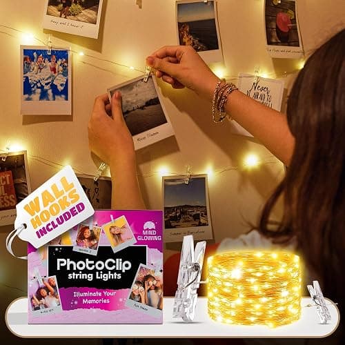 Mind-Glowing Photo Clips String Light - Dreamy Fairy Lights with Clips - Stocking Stuffers for Teen Girls 2025 - Trendy Stuff Room Decor - Christmas Gift for Any Year Old Tween Girl (50 LED, 16.4 ft) - Image 1