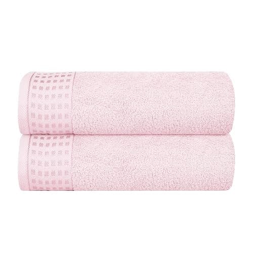 GLAMBURG 100% Cotton 2 Pack Oversized Bath Towel Set 28x55 Inches, Ultra Soft Highly Absorbant Compact Quickdry & Lightweight Large Bath Towels, Ideal for Gym Travel Camp Pool - Pink - 2 Pack Bath - Pink - Image 1