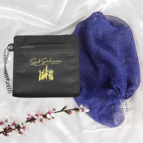 SubSahara African Net Sponge Authentic - 2 Pieces Exfoliating Scrubber for All Skin Types, Ideal for Face & Body Daily Use, Durable, Gentle Exfoliation (Blue & Purple) thumbnail 2