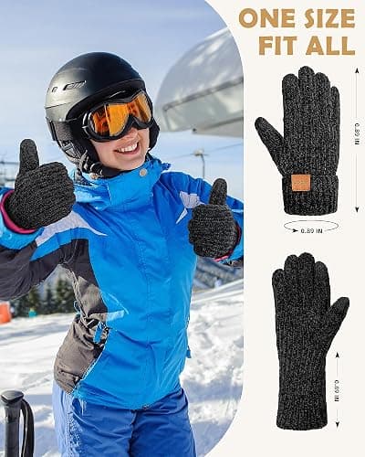 UCQKLI Winter Gloves for Women Chenille, Womens Gloves Cold Weather Fleece Lined, Stocking Stuffers for Women Christmas Gifts thumbnail 8