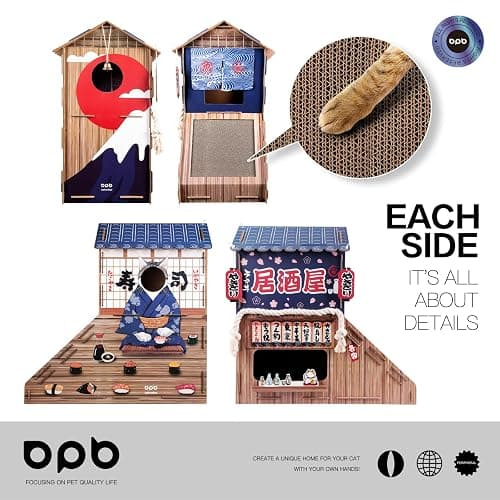 opbodqo Cardboard Cat House for Indoor Cats,Cat Bed with Cat Toys,Cat Tunnel with Cat Scratching Posts,Large Cat Houses & Condos,Suitable for Kitty of All Weights(29.5inx28.5inx18in) thumbnail 3
