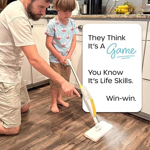 Quiggly Toy Spray Mop for Kids - Toddler Cleaning Set with Real Water Sprayer - Montessori Cleaning Set Mini Sweeper - Educational and Fun Kids Mop - Squeeze and Spray thumbnail 6