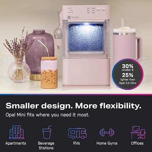 GE Profile Opal Mini Nugget Ice Maker, Chewable Ice in 5 min, 36 lbs/Day | Soft Pebble Ice, Top Fill Water Reservoir, WiFi & App Control, Portable & Compact, 1 Pack Descaler & Scoop Included thumbnail 10