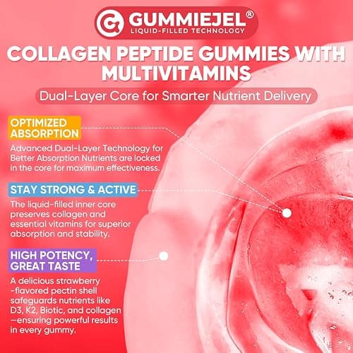 Collagen Peptide Gummies for Women & Men Sugar-Free, Multi Collagen Hydrolyzed w/ 1500mg Protein Type I,II,III,V,X, 5000mcg Biotin, Methylated B12, Vitamin C A E D3 B6 for Skin Hair Nails, Bone, 60Cts thumbnail 8
