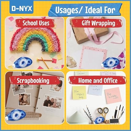 D-NYX Double Sided Tape Scrapbook Tape Roller, Adhesive Glue Runner, Scrapbooking Journaling Supplies, Must Have Glue Tape Roller for Paper Art & Craft Card Making Gift Wrapping Office School Home thumbnail 5