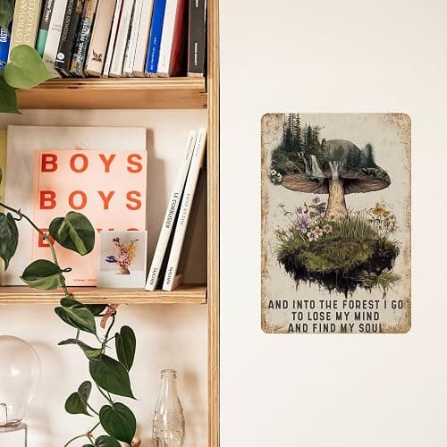CAEJCCL And Into The Forest I Go To Lose My Mind Funny Metal Sign Vintage Mushroom Forest Tin Signs Retro Wall Decor Home Garden Yard Garage 8×12 Inch thumbnail 6