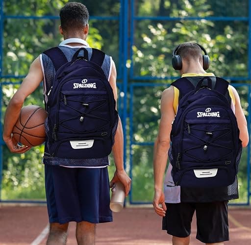 Spalding Basketball Backpack Sports Bag | Large Black Backpack with Shoe and Ball Compartment | Gifts for Basketball Players thumbnail 8