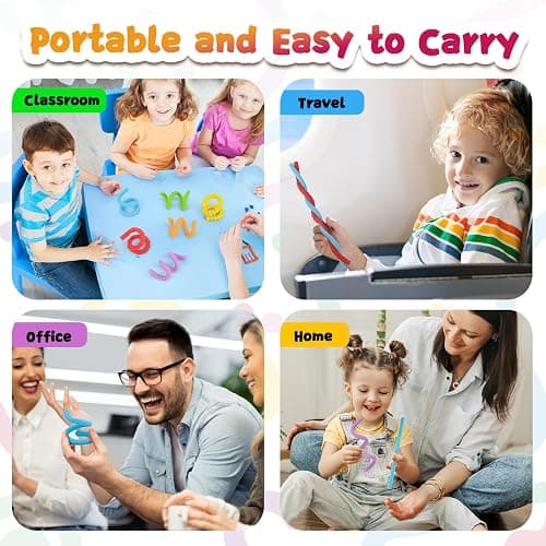 Fidget Toys for Kids 3+, Textured Silicone Sensory Sticks, 6 Pack | Sensory Toys for Anxiety Relief, Autism Toys for Toddlers with Autism, Travel Toys for Kids 3+ & Adults thumbnail 6