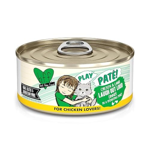 Weruva B.F.F. Play - Best Feline Friend Paté Lovers, Aw Yeah!, Chicken & Lamb Laugh Out Loud with Chicken & Lamb, 5.5oz Can (Pack of 8) - Image 1