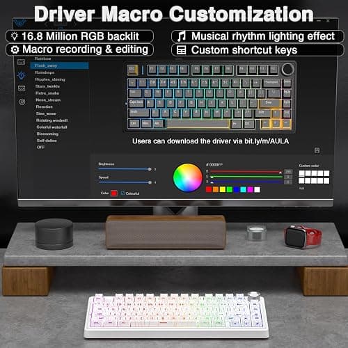 AULA F75 Pro Wireless Mechanical Keyboard with Knob,75% Hot Swappable Custom Gaming Keyboards,RGB Backlit,Pre-lubed Switches,Side Printed PBT Keycaps Creamy Sounding Computer Keyboard, Line White thumbnail 8