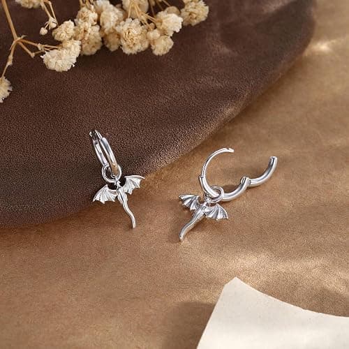 LNIEER Tiny Dragon Huggie Small Hoop Earrings with Charm, Personalized Dragon 316L Surgical Steel 18k Gold Plated Dagon Drop Dangle Earrings for Women thumbnail 6