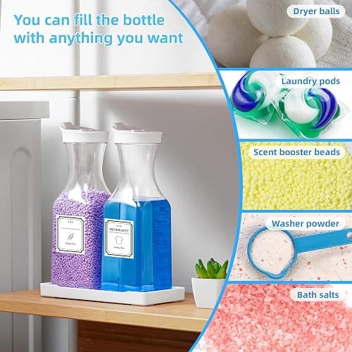 Laundry Detergent Dispenser,Laundry Soap Dispenser,Laundry Detergent Container,35OZ Fabric Softener Dispenser with Tray,Liquid Laundry Detergent Dispenser, Laundry Room Organization,Extra 4 Labels thumbnail 5