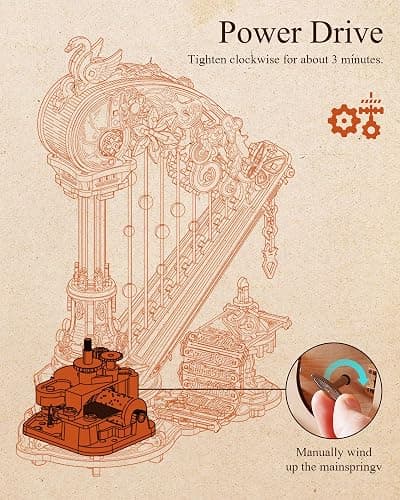 ROKR 3D Wooden Puzzles for Adults - Magic Harp Music Box, Mechanical Model Kit Self-Playing Musical Instrument, DIY Craft Kits, Home Decor & Birthday Gifts, Hobbies for Men Women thumbnail 7