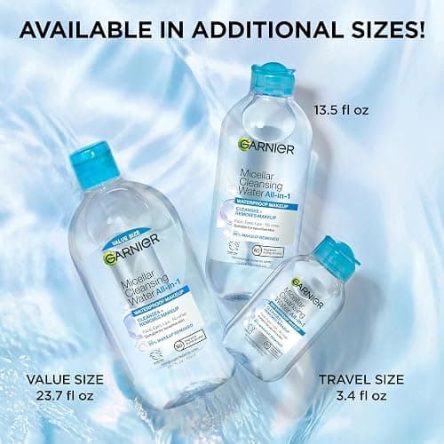 Garnier SkinActive Micellar Water For Waterproof Makeup, Facial Cleanser & Makeup Remover, 13.5 Fl Oz (400mL), 1 Count (Packaging May Vary) thumbnail 8