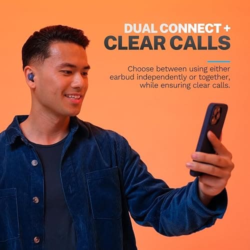 JLab Go Air Pop+ True Wireless Earbuds, in Ear Headphones, Bluetooth Earphones, 35H Playtime Ear Buds, Bluetooth Earbuds with Microphone, USB-C Charging Case, Dual Connect, EQ3 Sound, Navy Blue thumbnail 5