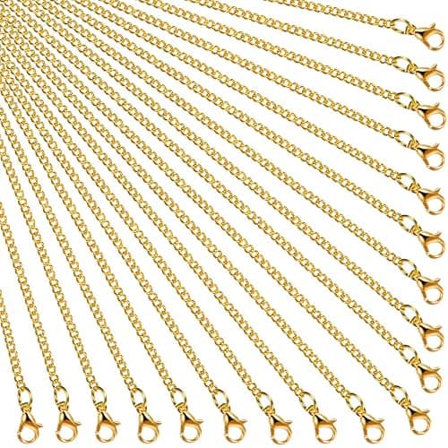 Hicarer 24 Pack Gold Plated Necklace Chain for Women Bulk 16-26 Inch 2 mm Gold Plated DIY Cable Link Chains for Jewelry Making with Lobster Clasps for DIY Necklace Jewelry Making Supplies(20 Inch) - Image 1